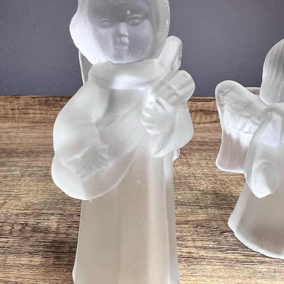Set Of 3 Frosted Glass Musical Angels Candle Holders - Picture 2 of 3
